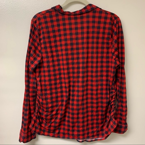 Plaid Button Down Maternity Top Blouse in Red and‎ Blue Size Extra Large - Picture 2 of 4
